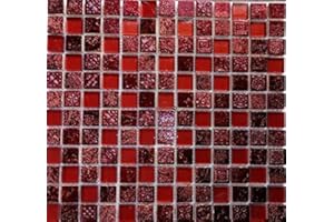 CONWIRE Mosaik Fliese Transluzent rot Glasmosaik Crystal Resin rot für WAND WC KÜCHE FLIESENSPIEGEL THEKENVERKLEIDUNG Mosaikmatte Mosaikplatte