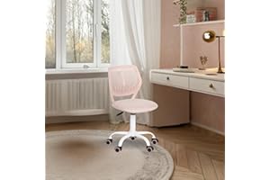 FurnitureR Teenage, Height Adjustable Armless Task, Colourful Study for Home and Computer, Ergonomic & Swivel Office Chair, 40,5 x 44 x 87 cm, Morandi Pink, Metal, 44 x 40 x 87 cm