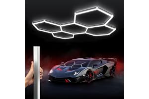 ZYJCXBHL Hexagon LED-garagelampor, vaxkaka taklampa, 456 W, 6 500 K superljus, biltaklampor för garage lager verkstad gym källare biltvättsrum (sexkantigt 5-hål)