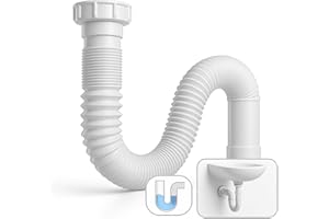 ECONUK Desague Lavabo y Sifon Lavabo Universal 32/40 mm Ajustable y Extensible – Desague Fregadero y Sifon Cocina Fregadero con Conexión de Entrada 1-1/4” o 1-1/2” con Adaptador Incluido