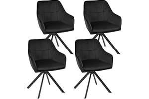 Goeurvant Velvet Dining Chairs Set of 4 Upholstered Side Chairs Modern 360° Swivel Armchair Accent Chair for Home Office Living Room Black