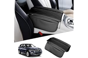 Karltys Center Console Cover for BMW X5 G05/ X7 G07 2019-2025 2026/ X6 G06 2020-2025 2026, Leather Middle Console Armrest Cover for BMW X5 Waterproof Protector with Storage Pockets (Black)