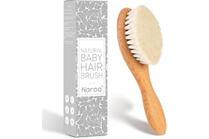 Naroa ® Natural Baby Hair Brush Soft | Safe Wooden Handle & Smooth Goat Bristles for Newborns Toddlers | Maintain Scalp Health, Prevent Cradle Cap | Girl Boy Gift Registry