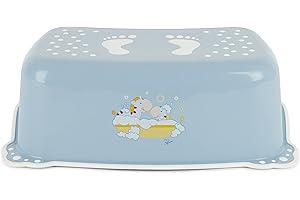 Bieco Marche Pied Enfant Bleu | Anti-dérapant Fonction | Une Seule Étape Hauteur 14cm | Taille 42x28cm Tabouret Toilette Marche Pied Piscine Marche Pied Toilette Enfant Escabeau Enfant Marche Pieds