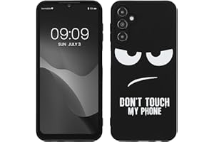 kwmobile Carcasa Compatible con Samsung Galaxy A14 5G - Funda móvil TPU - Don't Touch my Phone Blanco/Negro