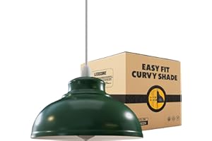 LEDSONE Retro Green Metal Ceiling Lampshade 29cm Easy Fit Modern Hanging Pendant Lightshade for Bedroom Dining Room Hallway Office Industrial Kitchen Restaurant Bar