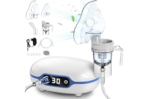 Sentasi Nebulizador Compresor Eléctrico Inhalador para Niños y Adultos bebes,Pantalla Digital LED Aerosoles Portatil Ultrasónico con mascarilla Tratamiento de Enfermedades Respiratorias Tos Asma