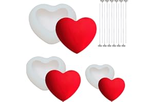 PWSAP 3Pièces Moule en Silicone, 3D Forme de Coeur Moule en Silicone Antiadhésif Moule Bougies Bougeoir en Résine époxy Chandelier avec Mèche De Bougie pour Glace Chocolat Pâtisserie Dessert