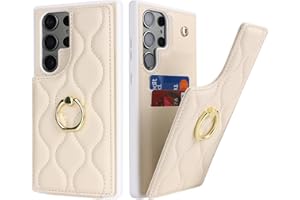 SailorTech Samsung Galaxy S23 Ultra Hülle mit Kartenhalter für Frauen, Galaxy S23 Ultra Handyhülle Ring-Ständer [Kartenfach] [Standfunktion] Modische Tasche für Samsung Galaxy S23 Ultra-Weiß