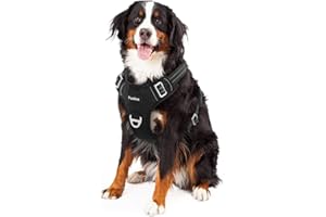 Funfox Hundegeschirr Grosse Hunde No Pull Geschirr Einstellbar Anti Zug Sicherheitsgeschirr Mittlere Große Hunde Brustgeschirr Hund Groß Atmungsaktiv Dog Harness Schwarz XL
