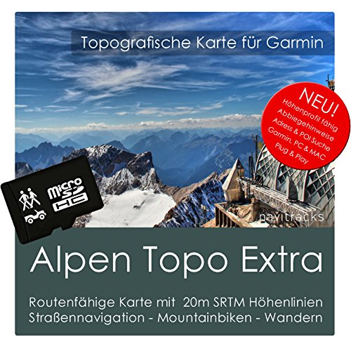 alpen Garmin tarjeta Topo extra       8  GB MicroSD   Alemania Austria Italia Suiza Francia Eslovenia  GPS Tiempo Libre tarjeta bicicleta Senderismo Excursiones Senderismo Geocaching exterior  Navegaci  n dispositivos   PC