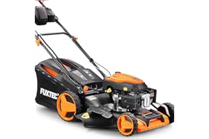 FUXTEC 4in1 Benzin Rasenmäher FX-RM5196eS mit ZIPGO-Motor, Gartenmäher inkl. Seitenauswurf-Funktion, 51 cm Schnittbreite, 4-Takt mit Hinterradantrieb, kugelgelagerte Big Wheel Räder, 60L Grasfangkorb