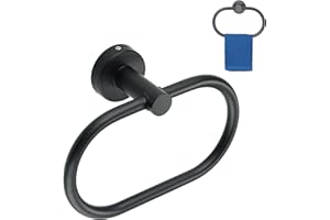 Mooche SUS 304 Edelstahl 20.2cm Handtuchringe Handtuchhalter Badetuchhalter Badetuchstange Handtuchstange zum Bohren mit Verdeckten Schrauben, Schwarz