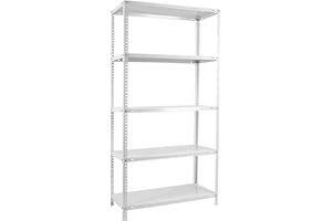 Simon Rack Estanterias Metalicas 1800x800x400 mm, 5 Baldas Metalica, 100 kg de Punto Flexión, Estanterias Almacenaje, Blanca - Comfort