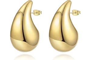 YeGieonr Orecchini Cerchio Oro Grosso per Donna, Leggeri Acciaio Inossidabile Goccia d'acqua Aperta Goccia Orecchini, Placcati in Vero Oro 18K Ipoallergenici Moda Gioielli Regalo per Donna e Ragazze