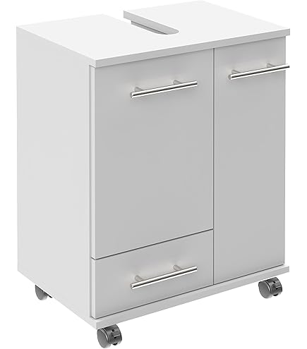 Relaxdays, Blanc Dessous de Lavabo 1 Porte Placard Salle de Bain 3