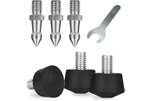 Rigych 3/8"-16 Piedini in Gomma per Treppiede, 6 Pezzi Acciaio Inox Treppiede Spikes Piedi per Monopiede Fotocamera, Parti di Ricambio del Spikes Treppiede