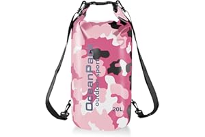 Folgtek Bolsa Impermeable para Rafting 15L, 20L Bolsa Seca Multiusos para Exteriores Fabricada en PVC, Adecuada para Kayak, Navegación, Rafting, Pesca, Natación y Acampada (Rosa, 20 L)