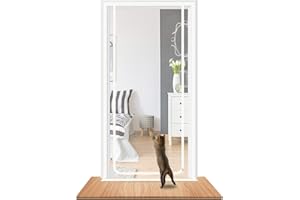 RACKBONE Rejilla para puerta para gatos, evita fugas de gatos, pantalla de aislamiento para la introducción de nuevos gatos, red de puerta para el verano (tamaño de puerta adecuado: 90 cm x 200 cm, blanco)