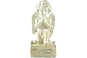 BonzaPicks Guardian Garden Praying Angel Statue, Home Outdoors Memorial Resin White Cherubs Figurines, Angel Baby Sculpture for Yard Decrations-6.5inch