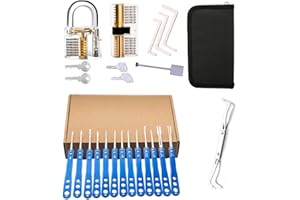 Loboo Idea 18-częściowy zestaw wytrychów ze stali nierdzewnej z 2 przezroczystymi kłódkami treningowymi, zestaw narzędzi do otwierania zamków, przewodnik treningowy dla początkujących i