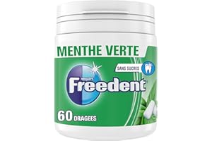 FREEDENT - Chewing-gum Menthe Verte sans sucres - Boîte de 60 dragées - Préparez la rentrée - 84g