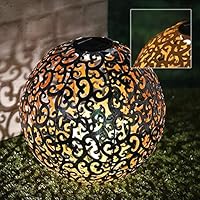 Metall Dekokugel 28,5 cm - Solar/beleuchtet - Solarkugel warmweiß in Rost Optik