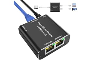 YOUTINGHDAV Rozdzielacz LAN 1 na 2, 1000 Mbps RJ45 przełącznik sieciowy 2 porty Ethernet rozdzielacz, RJ45 Gigabit Switch CAT5 CAT5E CAT6 CAT7 do PC, laptopa, koncentratora, przełącznika, routera, Set-Top Box,
