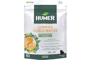 Humer - Gommes gorge irritée Menthe Eucalyptus - Apaise en cas d'enrouement passager - Actifs 100% d'origine naturelle - Sans sucre, sans lactose, sans gluten - 30 gommes