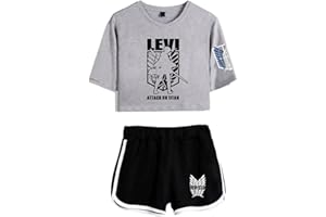 JFLY 2021 Attaque sur Titan Deux Pièces Ensemble Femmes Filles Nouveauté Attaque sur Titan Rosée Nombril T-Shirts Et Pantalons Courts Été Streetwear