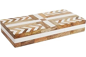 Handicrafts Home Large Decorative Storage Box 12x6– Coffee Table Organizer Box, Modern Home Décor Accent, Keepsake Memory Box, Jewelry Storage Box, Boho Decorative Box with Lid for Shelf, Mantle Decor