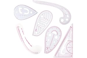 FEELAVA Regla Métrica de Costura para Ropa, 6 Piezas, Regla de Curva, Herramientas de Confección, Diseño de Patrón, Plantilla de Dibujo para Sastre