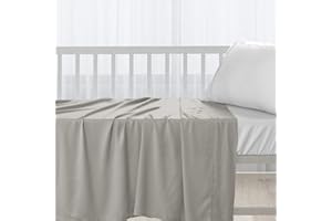 Pizuna Cotton Flat Crib Sheet Baby 70 X 100cm Ash Grey, 1pc 400 Thread Count 100% Long Staple Combed Cotton Luxurious Sateen Weave Baby Bed Sheets With Stylish 5cm Hem By