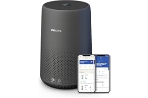VERSUNI Philips 800i Series Compact Air Purifier, 49m2, HEPA & Activer Carbon Filter, Removes Up To 99,5% Of The Particles & Aerosols From The Air*(1), Connected with Air+ App, Black (AC0850/31)
