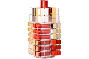 GUOLICH Akrylowy Organizer na Szminki, 53 Pomieszczenia, Stojak na Szminki, Obrotowy o 360°