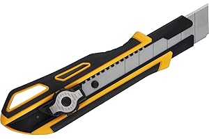 ViCUT Gelbes hochbeanspruchbares, doppelschließendes und einziehbares Viwanda 25mm Cuttermesser/Universalmesser mit besonders dicken Stahlklingen und extra Klingenhalter. Cutter/Messer