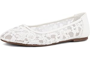 Greatonu Ballerines Femme Ballerines en Dentelle Chaussures Plats Ballerine Ronde Confortable Slip-on Lace