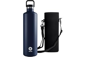 Healter Gourde 2l acier Inoxydable Bouteille d'eau à Paroi Simple Non Isotherme Bouteille d'eau étanche Reutilisable Gourde Sport pour Fitness, Bureau, école, Activités de Plein Air(Bleu Foncé)