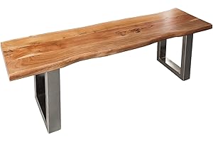 invicta INTERIOR Massive Baumstamm Bank Mammut Nature 160cm Akazie Massivholz Industrial Look Sitzbank Küchenbank