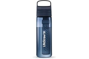 LifeStraw Go Series - Borraccia con filtro acqua senza BPA per viaggi e uso quotidiano. Rimuove batteri, parassiti e microplastiche, migliora il sapore, 650ml, Aegean Sea (blu)