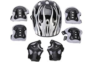 MTBRICEY Fahrradhelm Knieschoner Ellenbogenschoner Handgelenkschützer Sportgeräte Set für Jungen Mädchen Kinder,Einstellbare Skateboard Zubehör,Kinder Helm für Radfahren,Rollschuhlaufen