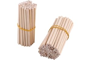 GLOGLOW 100 Pcs 80mm Ronde Bâtons en Bois, Unfinished Artisanat en Bois Naturel Goujon Rods pour DIY Bois Artisanat Maison Bâtiment Modèle