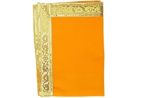 ‎ADITRI CREATION Decorative Velvet Mat Aasan Pooja Cloth (Size:-12" X 26") Multipurpose Indian Traditional Pooja Festival Laxmi Poojan New year Decorations Item and Pooja Article Yellow Laxmi Home Decors (Yellow)