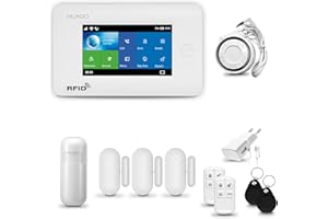 HUXGO® HXA006 Alarme Maison sans Fil WiFi + GSM 4G avec Sirène | Système d'alarme avec détecteur de Mouvement, 3X capteurs de Portes et fenêtres,télécommande |TUYA Intelligent