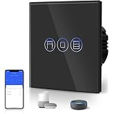 BSEED WiFi Shutter Switch, Recessed Touch Switches, Smart Percentage Control, Glass Panel, Remote Control, Neutral Cable Requ