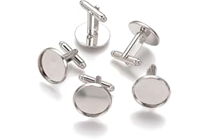 PH PANDAHALL Pandahall 20 Stück Messing Herren Manschettenknöpfe Manschettenknopf Cabochons Rahmen Tablett Lünette Manschettenknöpfe Rohlinge Einstelltablett: 16 mm Platin, one size, Messing