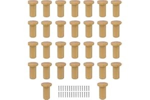 JANDH Juego de 30 Tiradores de Cajón de Madera Redondos, Pomos de Madera Tiradores, Tirador de Cajón de Madera Redondos Para Cajones, Accesorios de Armario