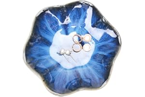 HOKMOKQOK Ceramic Jewelry Dish,Leaf jewelry tray,Key Bowl,jewelry holder,small ring dish holder,Jewelry Plate,trinket,Catch all tray nightstand decor for entryway table Home decor for girl women (Blue)