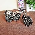 CrazyCrafts Metal Motor Bike Miniature Showpiece, Large, Silver,H-12.5Cm
