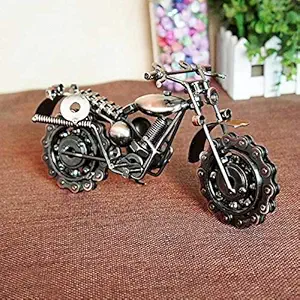 CrazyCrafts Metal Motor Bike Miniature Showpiece, Large, Silver